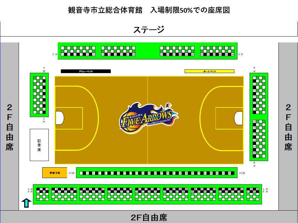 観音寺市立総合体育館 座席図(50%)